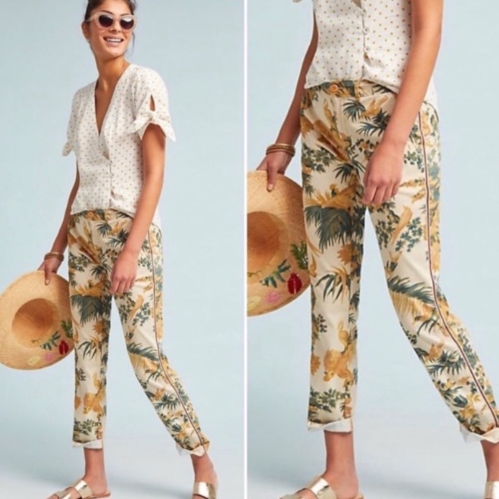 Anthropologie Relaxed Printed Chino Trousers